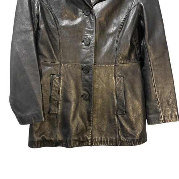 Nine West Black Leather Blazer Jacket | Size M - Picture 2 of 5